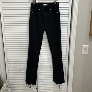 LOFT Pintucked Fresh Cut High Rise Slim Flare Jeans in Washed Black